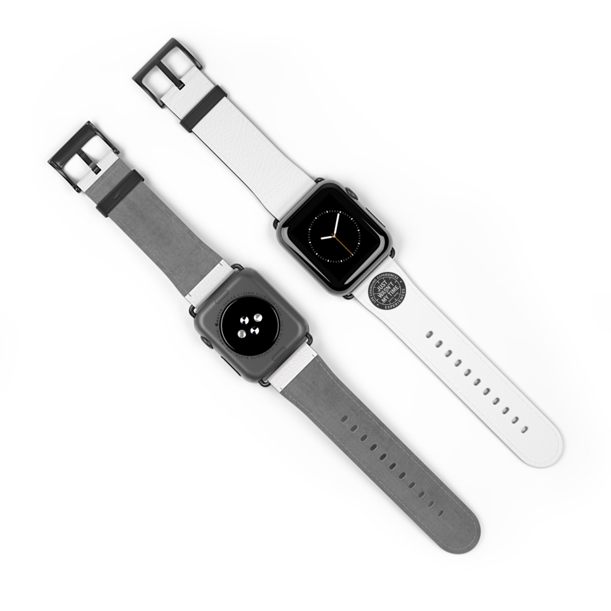 White Leather Watch Band with 'Just Wasn't My Time' Accent — Replacement Strap for Smartwatch