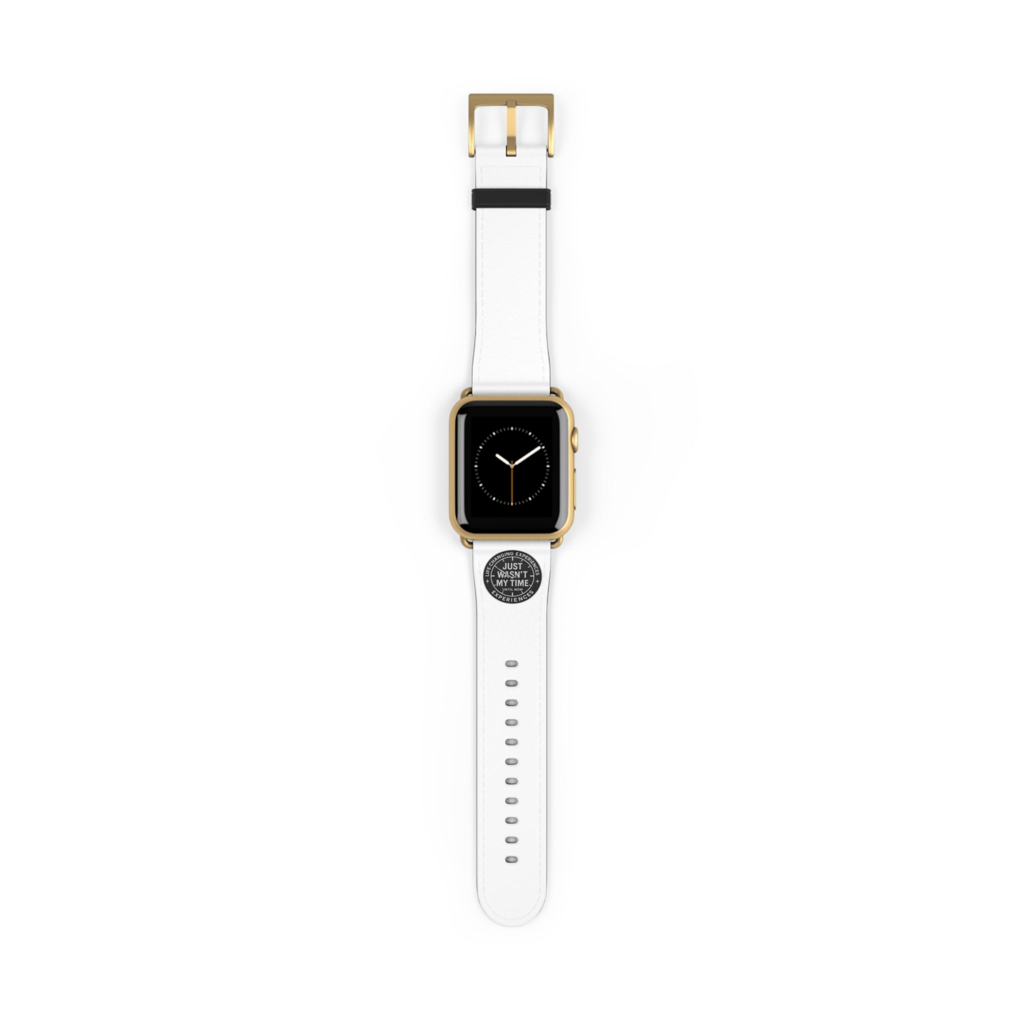White Leather Watch Band with 'Just Wasn't My Time' Accent — Replacement Strap for Smartwatch