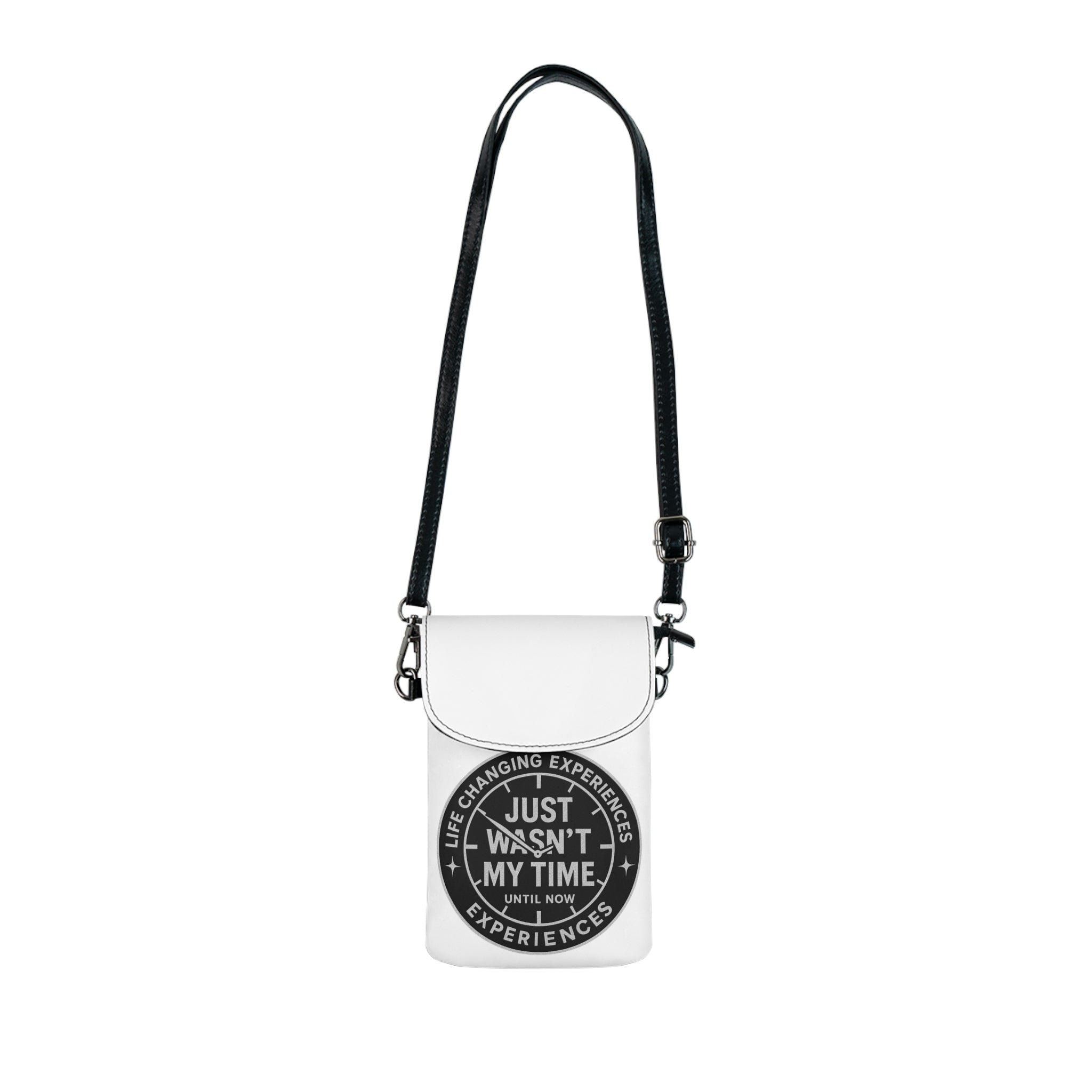 Small Cell Phone Wallet — Crossbody Phone Pouch with "Just Wasn't My Time" Badge