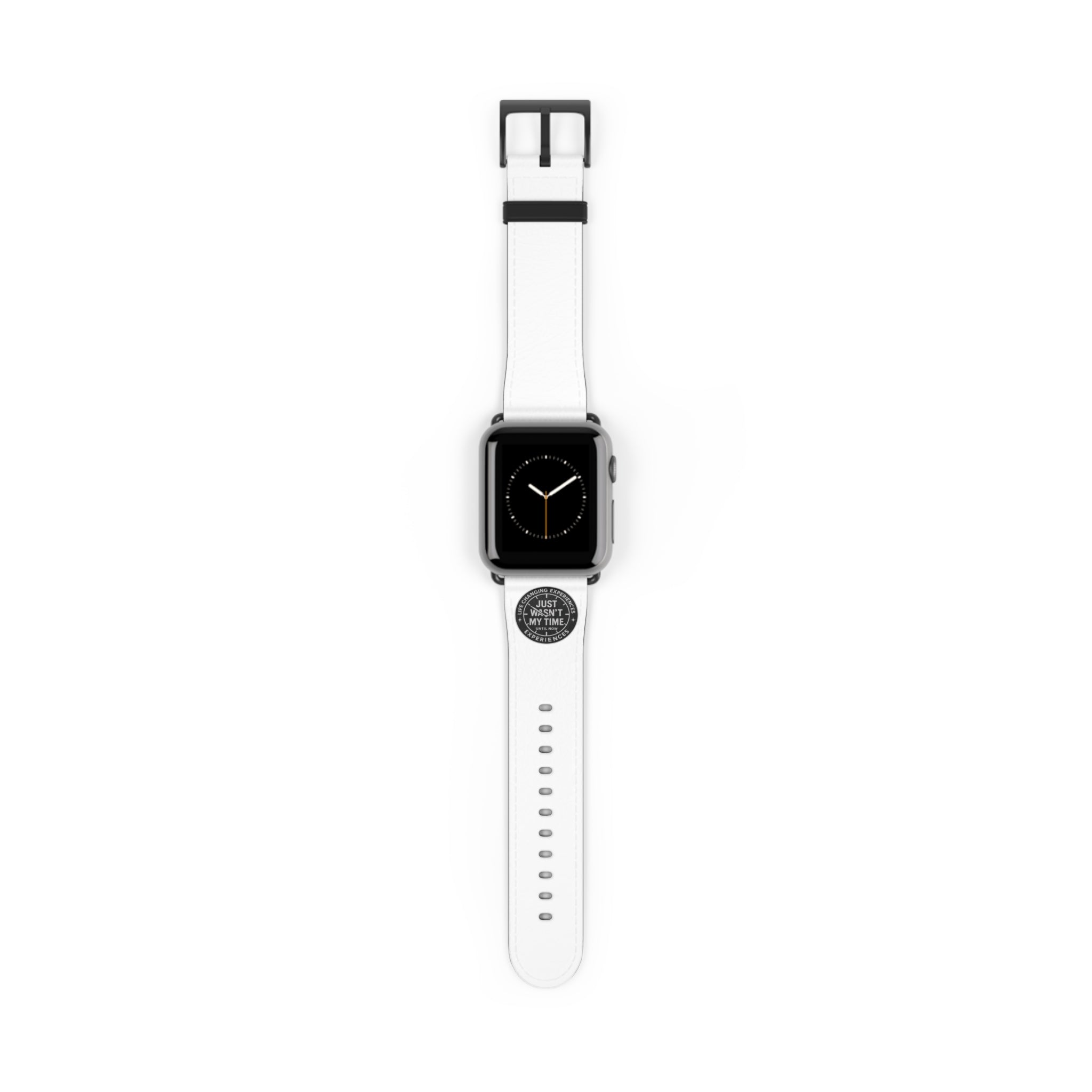 White Leather Watch Band with 'Just Wasn't My Time' Accent — Replacement Strap for Smartwatch