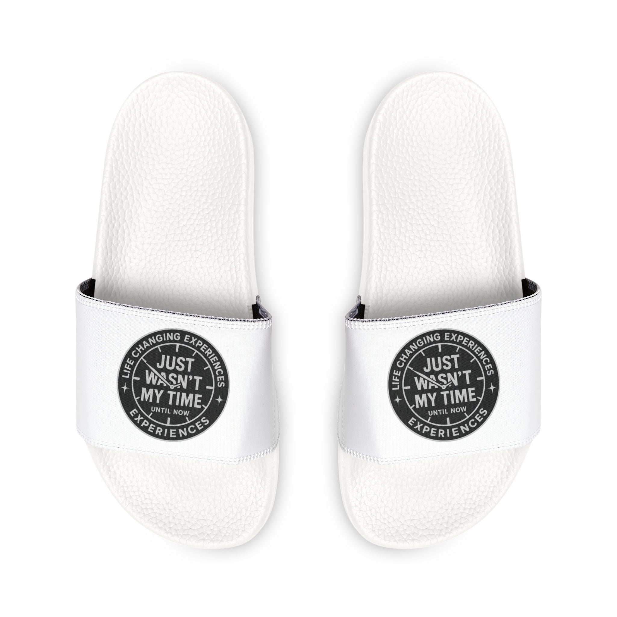 Men's Slide Sandals — "Just Wasn't My Time" Removable-Logo Casual Slides