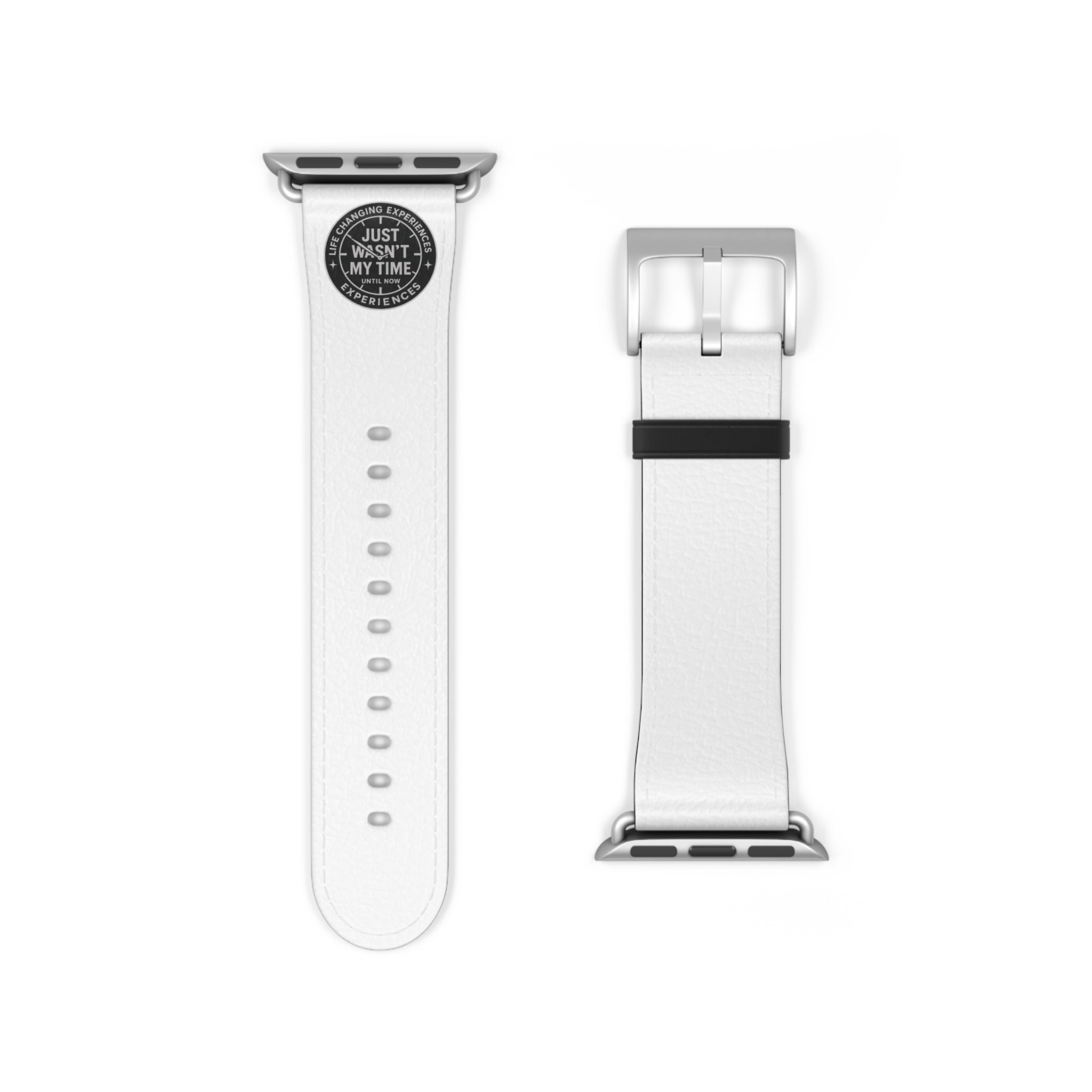 White Leather Watch Band with 'Just Wasn't My Time' Accent — Replacement Strap for Smartwatch