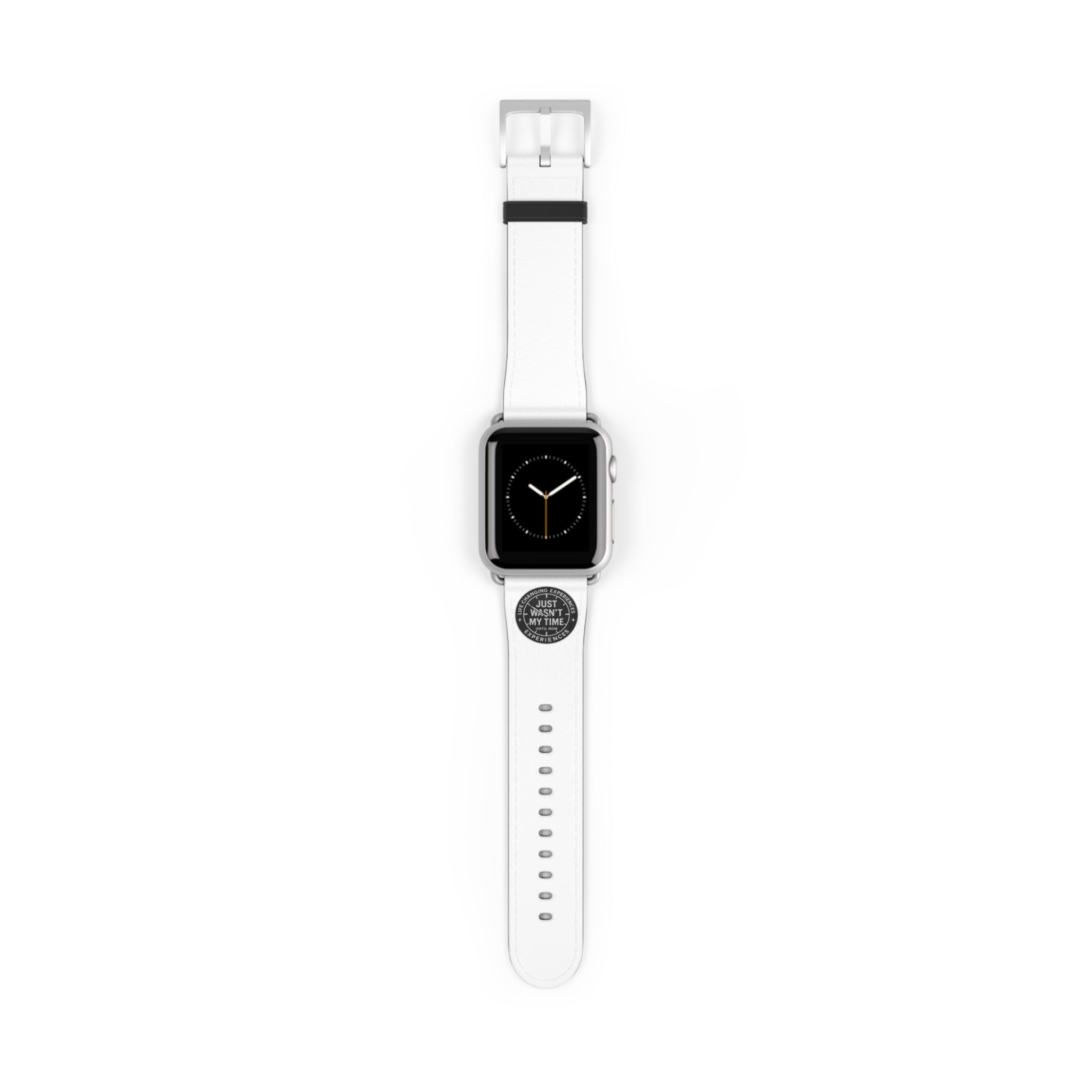 White Leather Watch Band with 'Just Wasn't My Time' Accent — Replacement Strap for Smartwatch