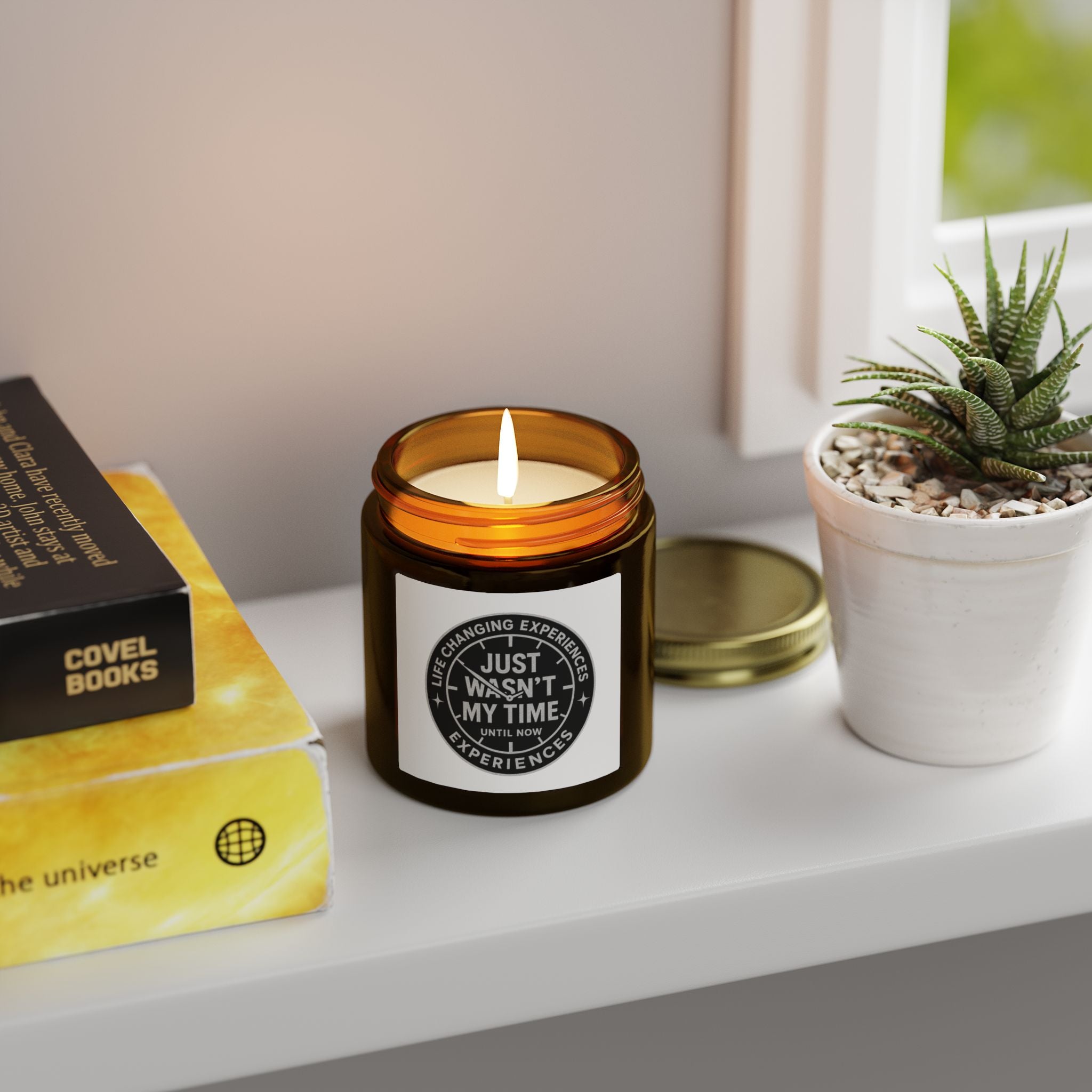 Coconut Apricot Scented Candle — "Just Wasn't My Time" Inspirational Jar (4oz, 9oz)