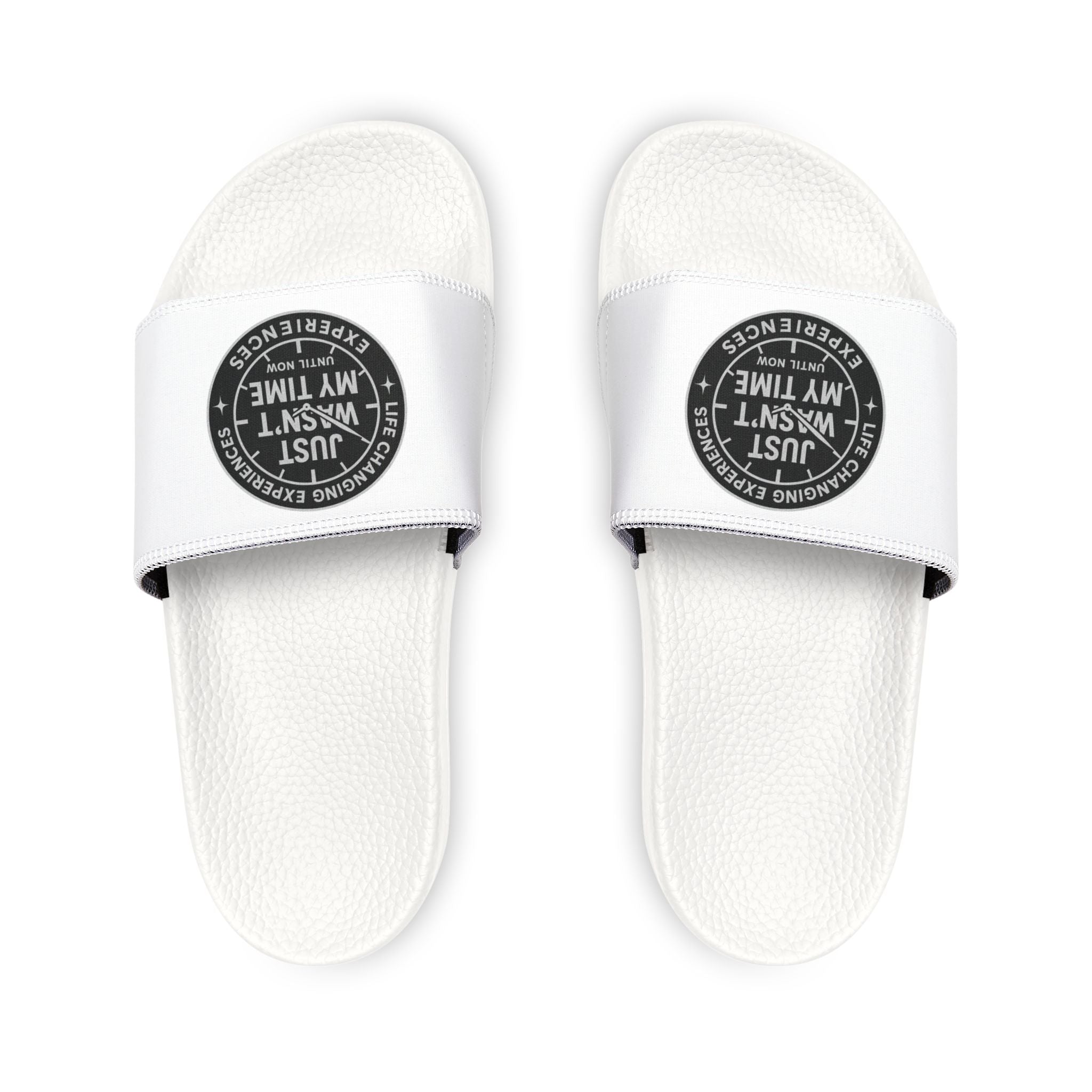 Men's Slide Sandals — "Just Wasn't My Time" Removable-Logo Casual Slides
